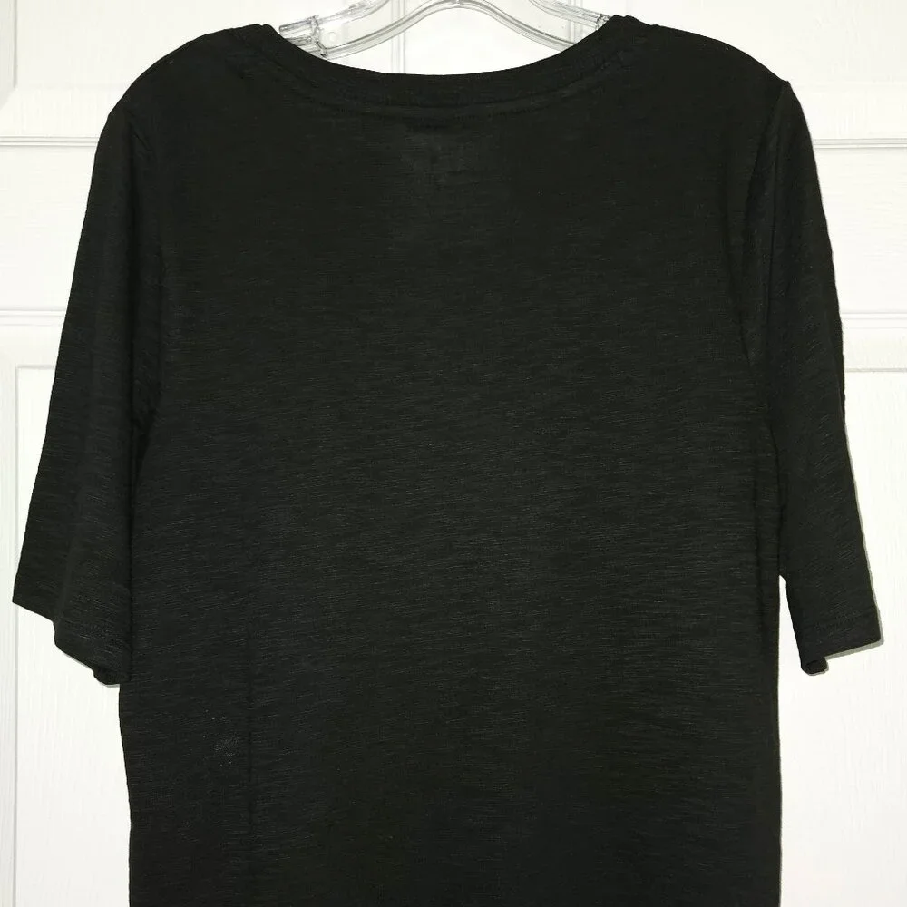 Chicos Slub Elbow-Sleeve Tee Black New With Tags Size Large - Picture 6 of 8